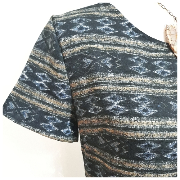 3/$20 Lush Navy and Tan Boho Print Festival Romper - Picture 2 of 5